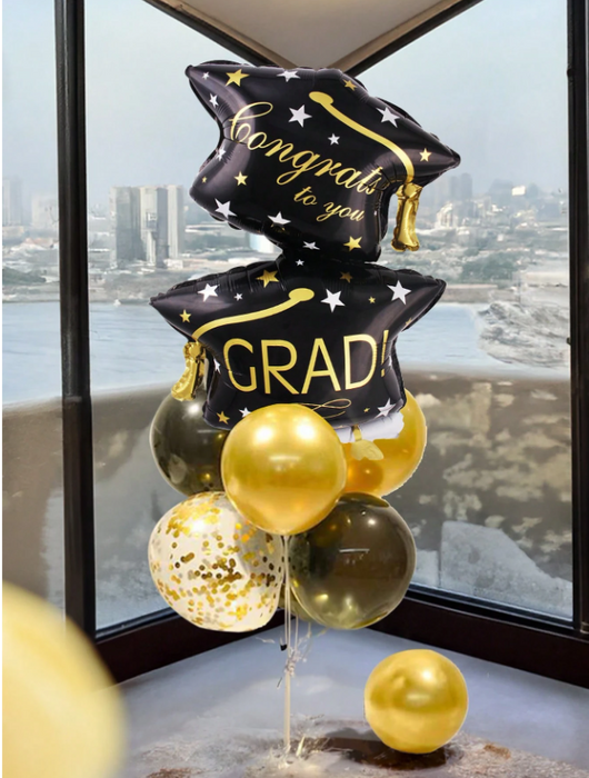 9pc black and gold graduation arrangement