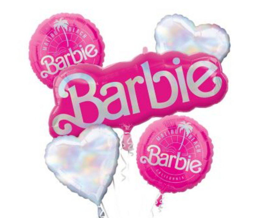 5pc barbie balloon arrangement with or without personalization