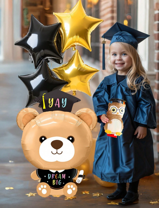5pc graduation bear balloon arrangement with or without personalization