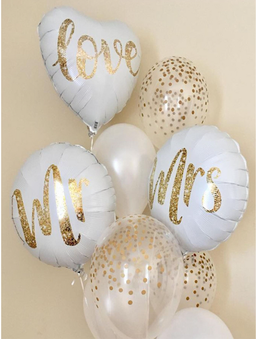 Mr & Mrs 9pc balloon arrangement