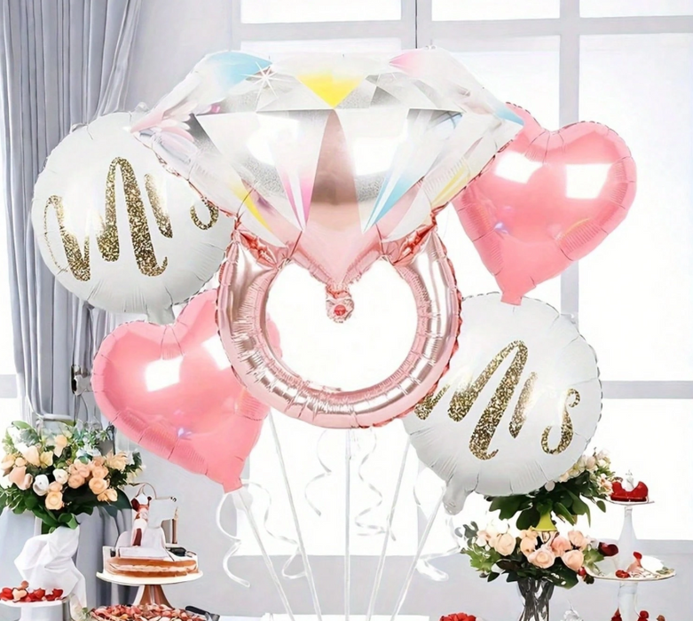 Mr And Mrs 5pc balloon arrangement with or without personalization