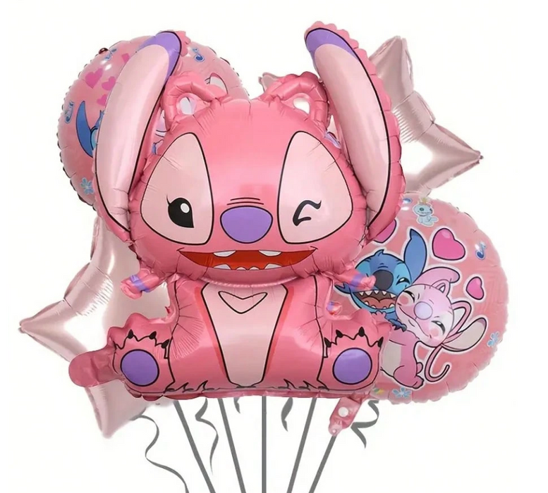 5pc stitch and angel balloon arrangement with or without personalization