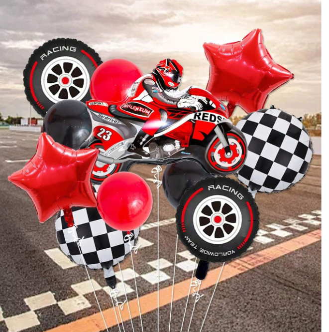 11pc motorcycle balloon arrangement with or without personalization