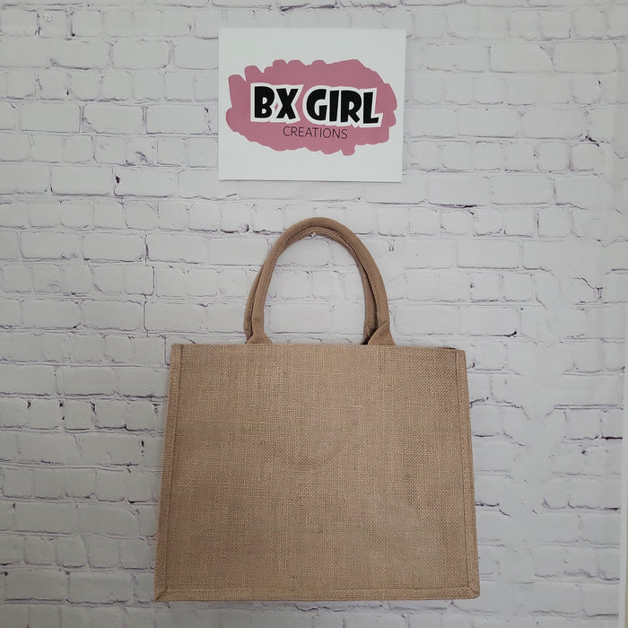 Personlized burlap tote bag