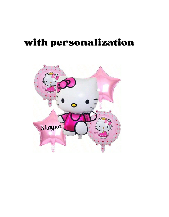 5pc Hello kitty balloon arrangement with or without personalization