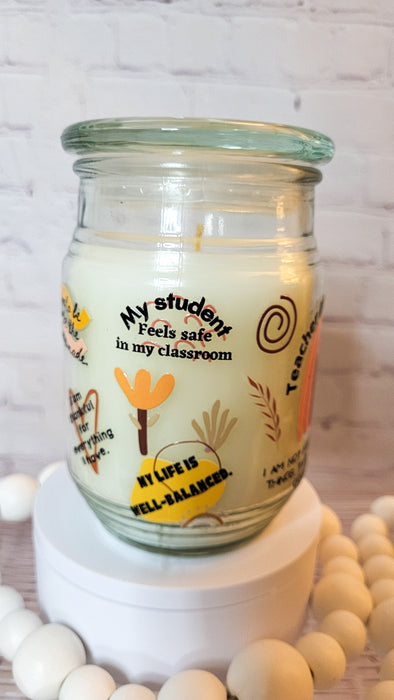 Vanilla bean scented Teachers affirmation candle