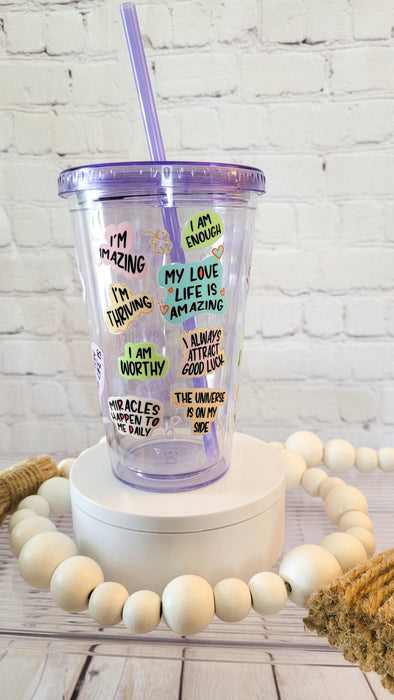 Lucky girl affirmations acrylic cup