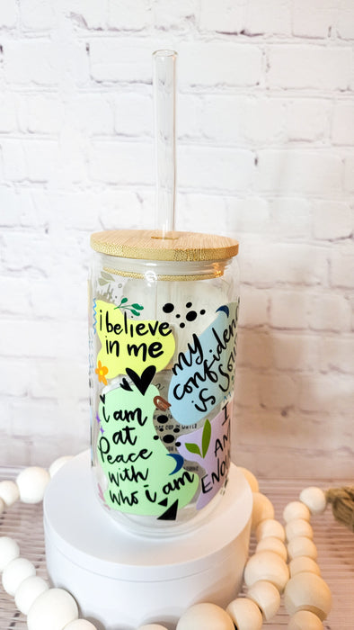 "Affirmations" Libby Glass\Beer Glass can