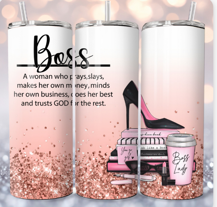 20 oz lady Boss Tumbler with or without name