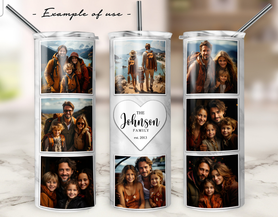 20 oz 8 picture tumbler with or without name/family name