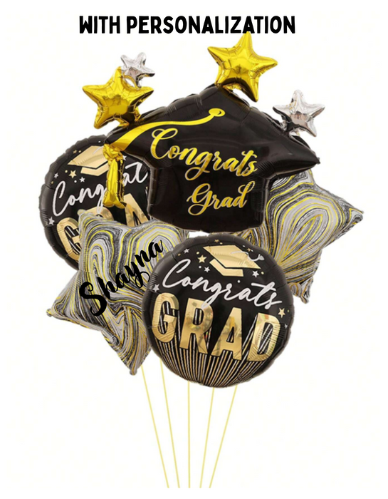 5pc Graduation balloon arrangement with or without personalization