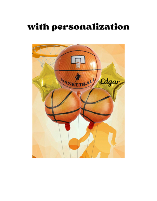 5pc basketball balloon arrangement with or without personalization