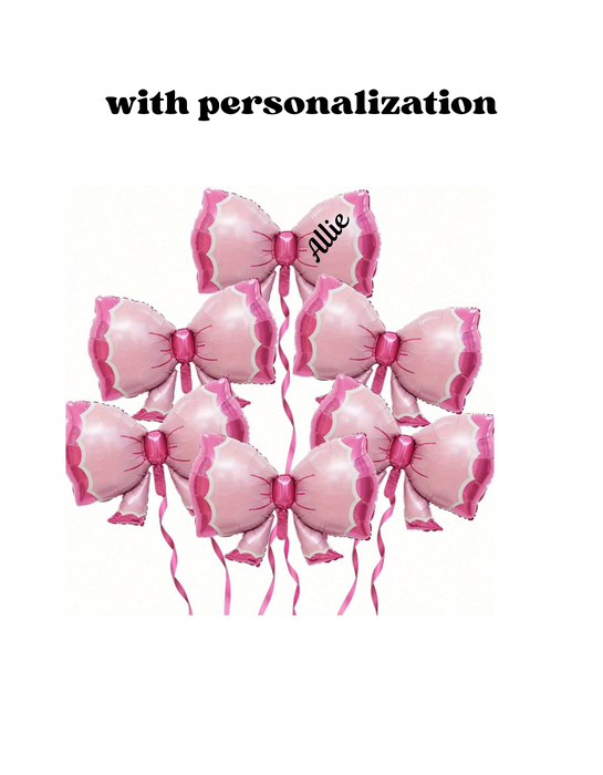 pink bow balloon with or without personalization
