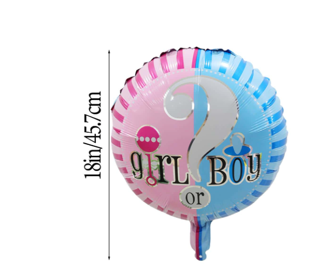 Boy or girl gender reveal foil 18inch balloon
