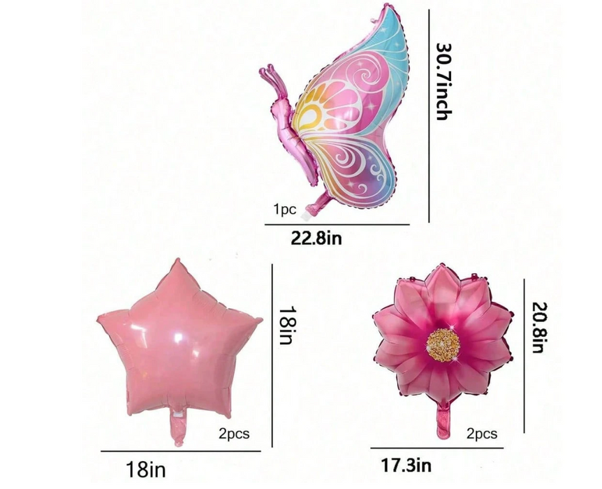 5pc butterfly and flower pink arrangement with or without personalization