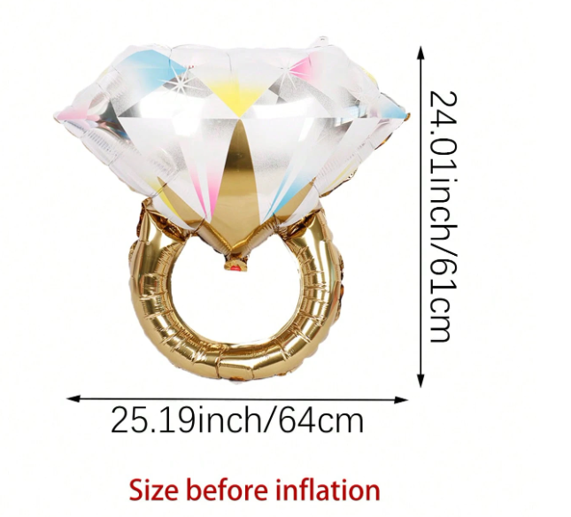 24'inch engagement ring balloon with or without personalization