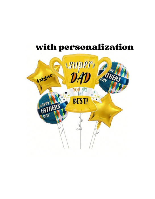 Father's Day 5pc balloon arrangement with or without personalization