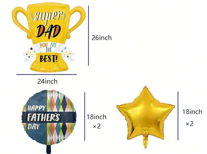 Father's Day 5pc balloon arrangement with or without personalization