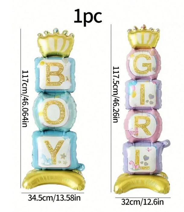 5ft Baby boy or girl block standing balloon