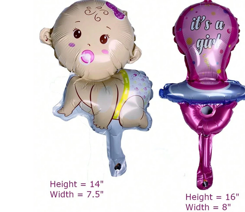 5pc its a girl balloon arrangement with or without personalization