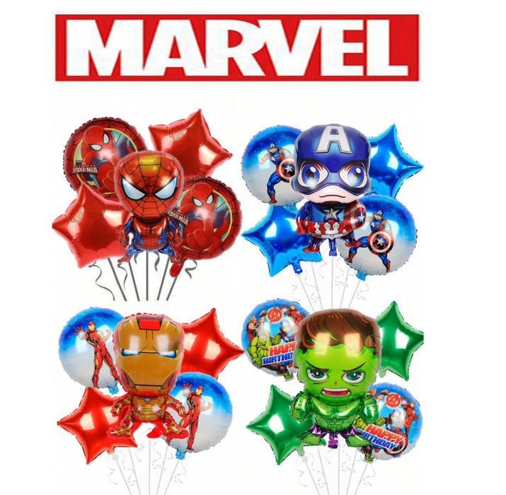 5pc marvel balloon arrangement with or without personalization