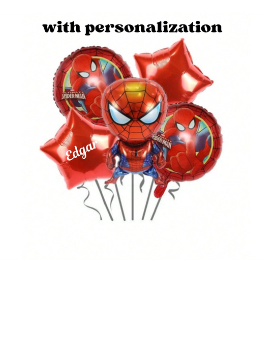 5pc marvel balloon arrangement with or without personalization