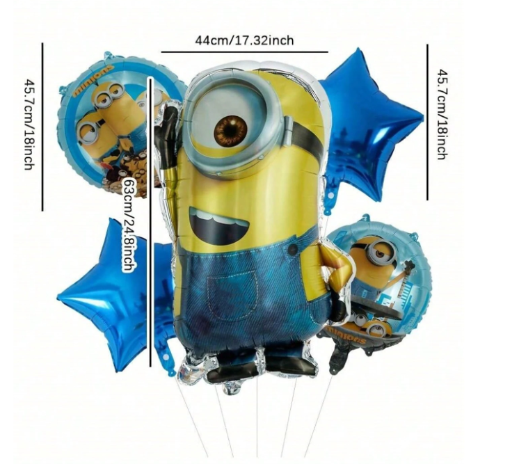 5pc Minion Balloon arrangement with or without personalization