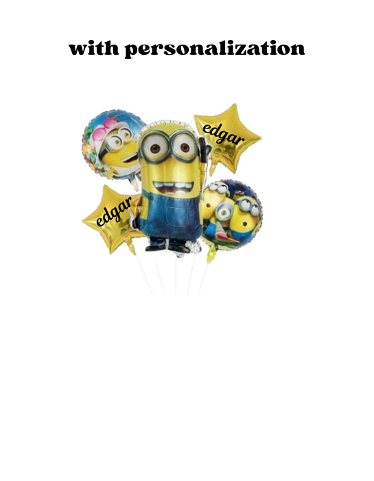 5pc Minion Balloon arrangement with or without personalization