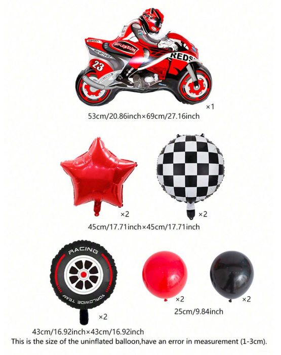 11pc motorcycle balloon arrangement with or without personalization