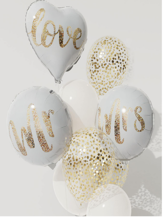 Mr & Mrs 9pc balloon arrangement