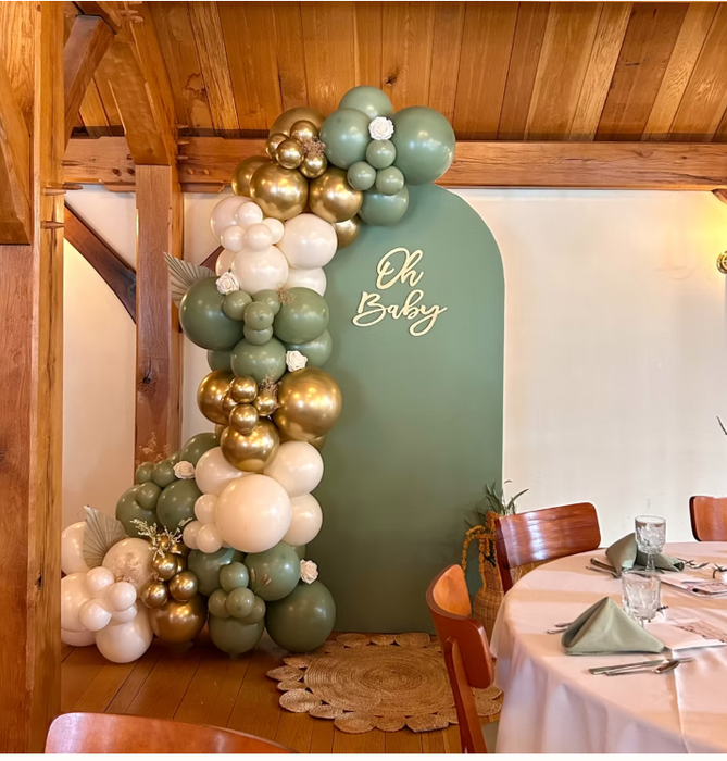 custom backdrop & 9ft balloon garland