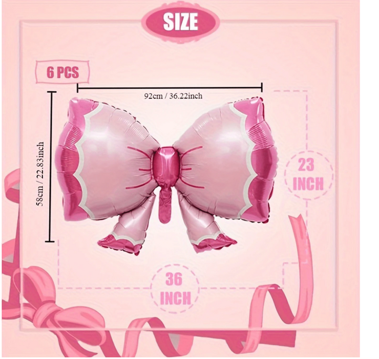 pink bow balloon with or without personalization