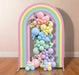 Rainbow arch backdrop decorated with pastel balloon garland