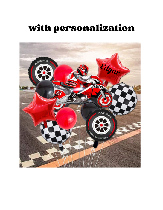 11pc motorcycle balloon arrangement with or without personalization