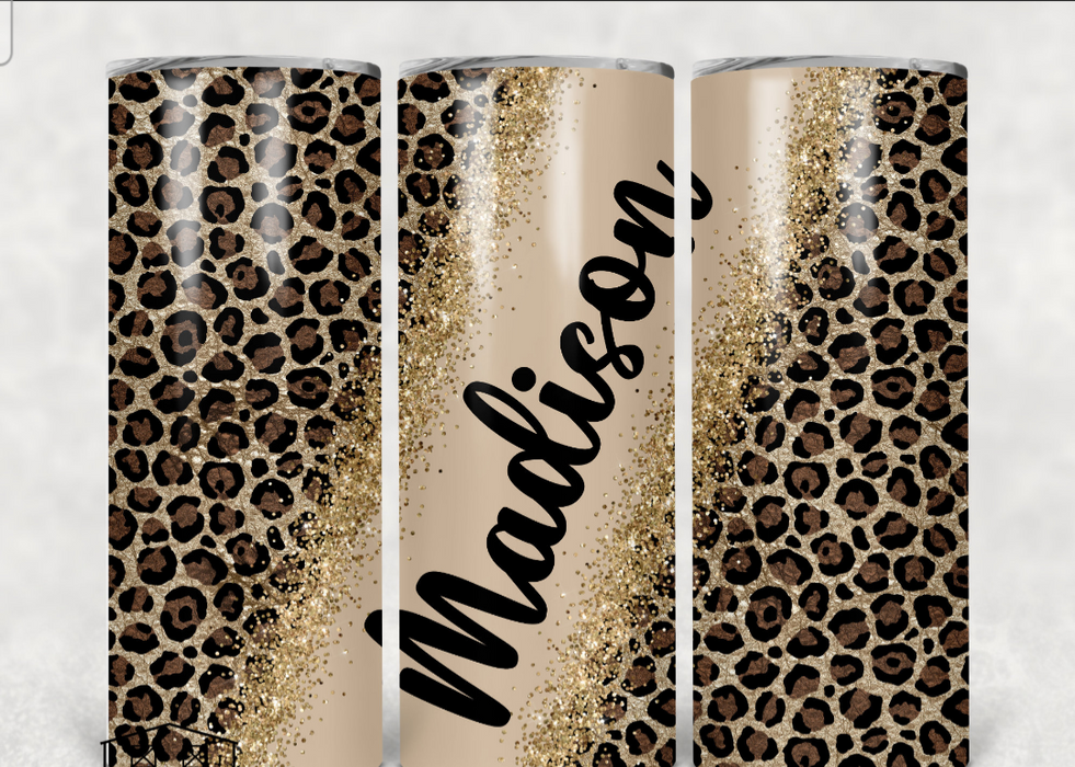 Cheetah Personalized 20 oz tumbler.