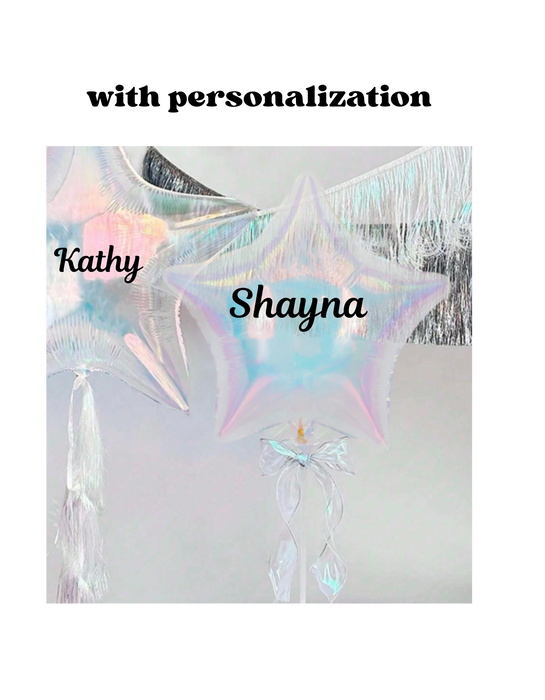 18inch transparent iridescent star with or without personalization