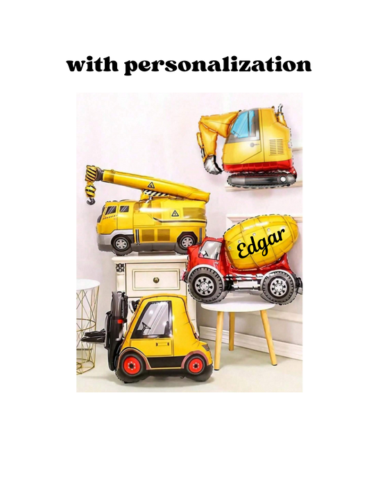 4pc construction truck balloon arrangement with or without personalization
