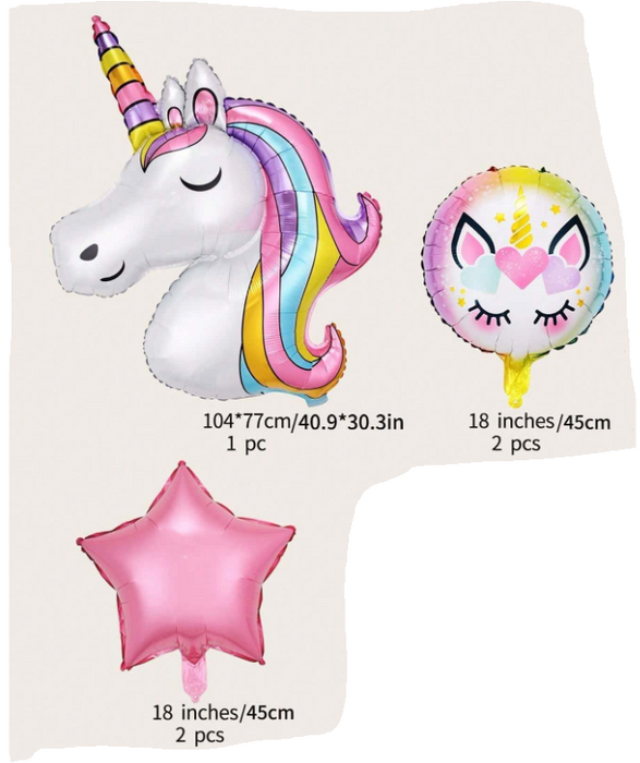5pc unicorn balloon arrangement with or without personalization